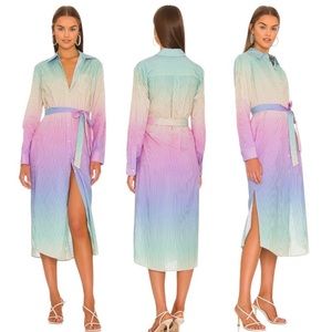 NWT LE SUPERBE Girlfriend Cover Up Striped Ombré Button Down Shirtdress Size 6